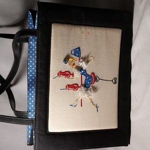 Vintage Handbag Lady At Bar With Drinks Polka Dot Inside Magnetic Closure Bag
